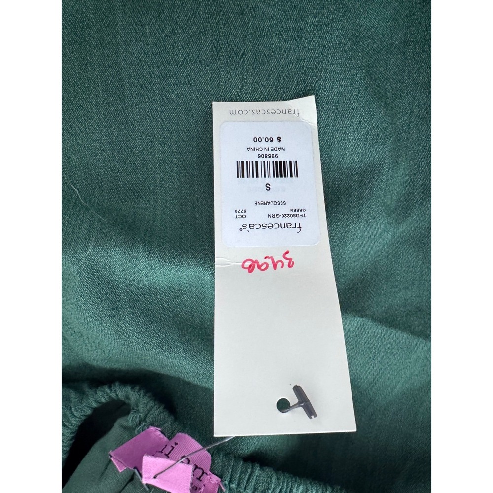 Francescas Green Puff Sleeve Square Neck Tie Back Mini Dress Size S - Picture 6 of 9